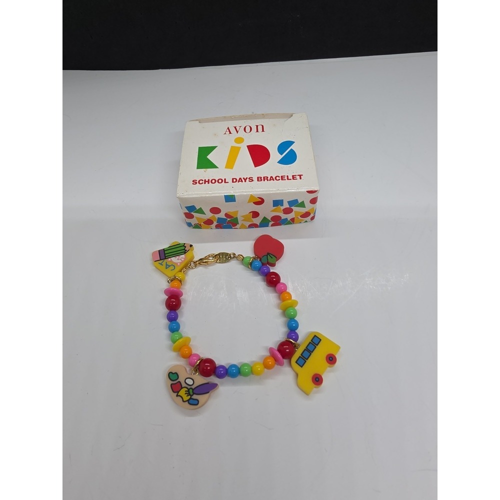 Vintage 1995 Avon Kids School Days Bracelet Colorful Beads And Charms